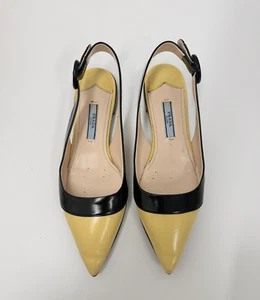 PRADA gelb/schwarz SLINGBACKSCHUH Gr. 35 gebraucht im Karton - Bild 1 von 8