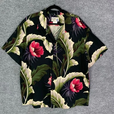 Vintage Iolani  Hawaiian Shirt Mens XL Button Up Floral Black - Image 1 of 4