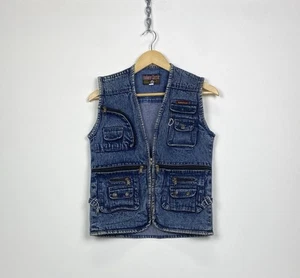 Vintage Marlboro Classics Y2K Vest Gilet Denim Jacket Multi Pocket Avant Garde - Picture 1 of 12