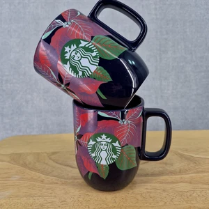 Tazze Starbucks lotto di 2 sirena di Natale Poinsettia Holiday 12 oz Cabincore - Foto 1 di 9