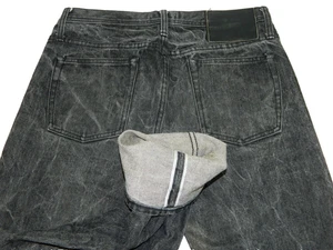 Men's Selvedge Jeans No Brand Graphite Button Fly Tag none measured size 30x32 - Picture 1 of 7