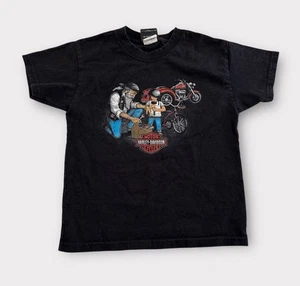 Camiseta Harley Davidson NIÑOS Pequeña Negra Manga Corta Moto Camiseta - Imagen 1 de 9