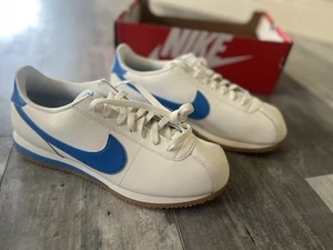 Nike Cortez Men's Size Leather Sneakers DM4044 112 Sail/Light Photo Blue Sz 10.5 - Picture 1 of 13