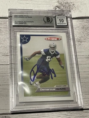 Tarjeta firmada por DeMarcus Ware Topps total losa Beckett IP automática Dallas Cowboys a Foto 1 de 3