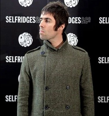 Rare 2009 Pretty Green Herringbone Tweed 100% Wool Double Breasted Peacoat - Image 1 of 4