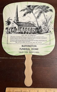 Vintage Hand Fan, Buffington Funeral Home, Church "Why go to Church, Valley View - Picture 1 of 3