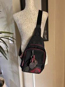 Brand New Sling Bag Black with Maroon & Brown Accents Pristine Condition - Picture 1 of 10