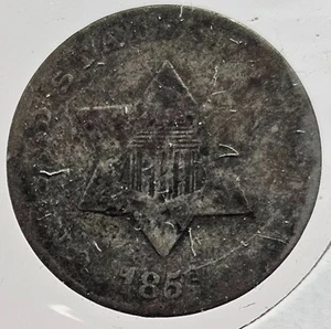 1853 Silver .750 Three Cent Coin - Trime - 3C - US Silver Coin - Free Shipping 1 - Picture 1 of 2