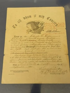 Bürgerkriegsdokument 1864 22. Massachusetts Entlassung Salisbury New Hampshire - Bild 1 von 8