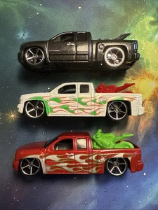 Hot Wheels Holiday Target Exclusive 3 Chevy Silverados Red- Also White And Black - Picture 1 of 5