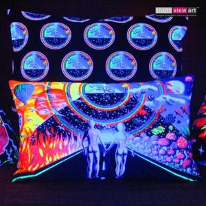 UV CUSHION COVER Black Light Fluorescent Glow Psychedelic Art Throw Pillow Case - Picture 1 of 16