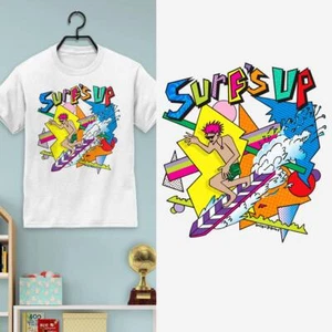 Youth T-Shirt, Surf's Up 80s Style, 100% Cotton, Unisex XS-XL - Picture 1 of 14