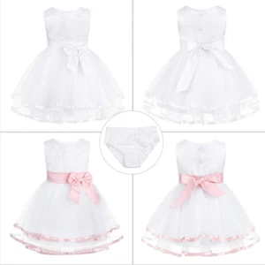 Newborn Tulle Christening Baby Princess Girls Dress Wedding Baptism Kids Clothes - Picture 1 of 11