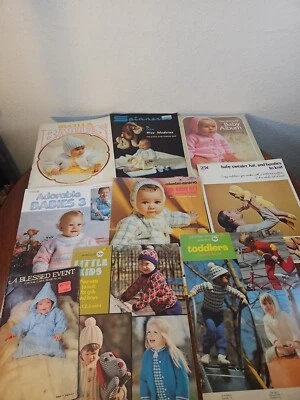 Lot of 9 Vintage Baby Knit Crochet Pattern Booklets Leaflets Designs - Image 1 of 4