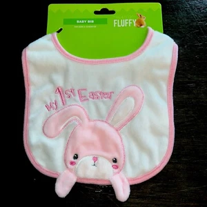 Happy Go Fluffy My First Easter Baby Girl Bib NWT Super Soft - Picture 1 of 3