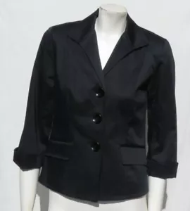 LAFAYETTE 148 New York schwarz Stretch Baumwolle 3/4 Ärmel Blazer Jacke Oberteil US S 6 - Bild 1 von 5