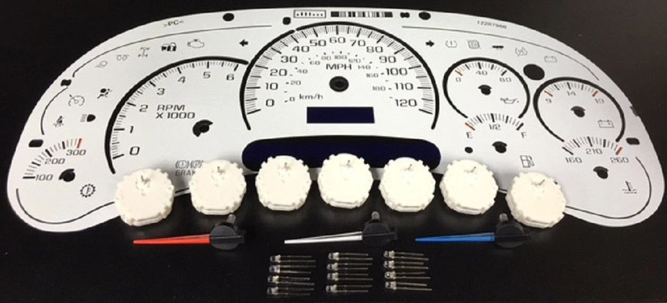 Chevy GMC Truck Overlay White Face 7 Gauge Cluster Upgrade Kit 03 04 05 - Image 1 of 1