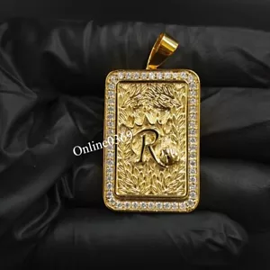 Genuine Moissanite Custom Made Your Logo Pendant For Men's In Real 925 Silver - Picture 1 of 8