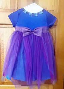Bonnie Jean Girls Sz 4 Dress Iridescent Lavender Purple Sequin Taffeta Bow Tulle - Picture 1 of 9
