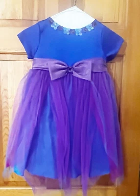 Bonnie Jean Girls Sz 4 Dress Iridescent Lavender Purple Sequin Taffeta Bow Tulle - Image 1 of 4