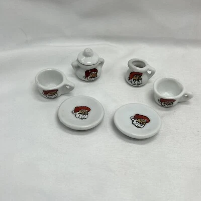 微型芭比娃娃尺寸娃娃屋陶瓷茶具圣诞老人圣诞节7件套 — 第 1/4 张图片
