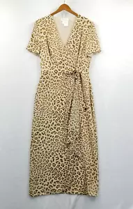Escada Dress Women 40 Maxi 100% Silk Animal Leopard Print Wrap Margaretha Ley - Picture 1 of 15