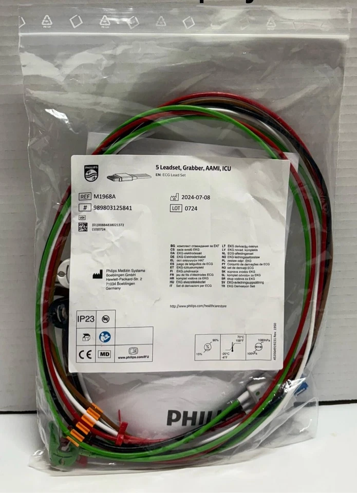 Philips M1968A 989803125841 ECG 5 Lead ICU GRABBER Cable