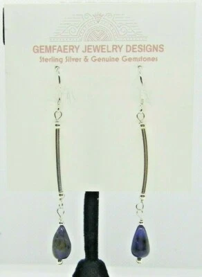 Pendientes colgantes de plata esterlina con piedras preciosas de IOLITA natural #6268... hechos a mano en EE. UU. Foto 1 de 4