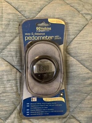 Go Walking Calorie Step & Distance Pedometer Blue Sportline New Sealed W/ Pouch  - Image 1 of 2
