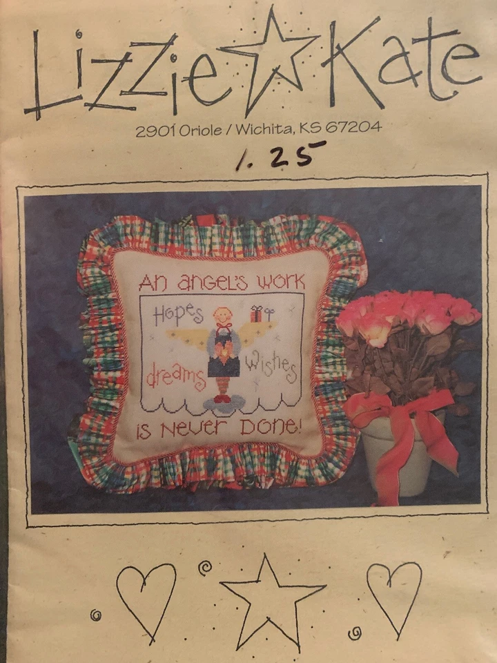 New LIZZIE KATE An ANGEL'S WORK is Never Done Counted Cross Stitch Pattern ANGEL - Image 1 of 4