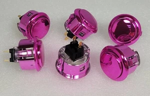 Japan Sanwa Metallic Pink Button x 6 pieces OBSJ-30-JP Video Arcade Parts - Picture 1 of 4