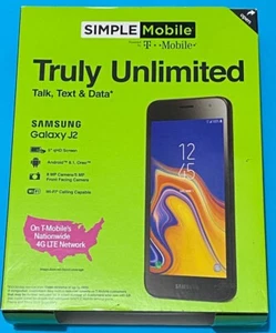 SIMPLE Mobile Locked Samsung Galaxy J2 - 8GB -Black (NEW) NO SIM - Picture 1 of 1
