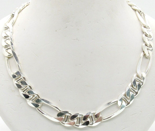 NUOVA COLLANA CATENA UOMO ARGENTO STERLING 925 RODIO PLACCATA 24" 11 MM FIGARO GUCCI