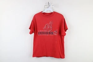 Vintage Y2K 2000 Boys Large Distressed Chief Wahoo Cleveland Indians T-Shirt Red - Picture 1 of 12