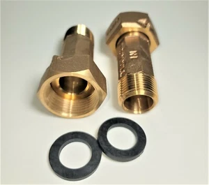 PAIR 3/4" Water Meter Couplings, LEAD FREE brass, 3/4" Swivel nut x 3/4 male NPT - Picture 1 of 13