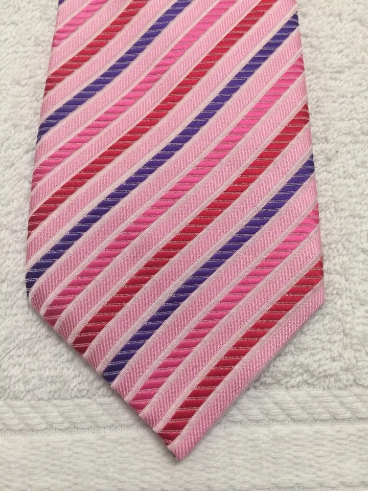 CORBATA HOMBRE GEORGE MARTIN ROSA ROJO VIOLETA RAYAS DIAGONALES 3,5 X 62 Foto 1 de 4