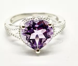 Anillo de diamantes creado amatista púrpura con acabado oro blanco talla M San Valentín - Imagen 1 de 4