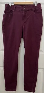 Lane Bryant Damen weinrot Denim Jeans Größe 16 Stretch Skinny hoher Bund Schrittlänge 28 - Bild 1 von 15