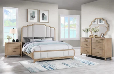 NUEVO Juego de Dormitorio 4 Piezas Muebles de Playa Costeros Queen King Tapizados Roble B/D/M/N Foto 1 de 4