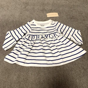 First Impressions 6-9 Months Girls Long-Sleeve Ruffled Shirt Striped Tunic NWD - Picture 1 of 5