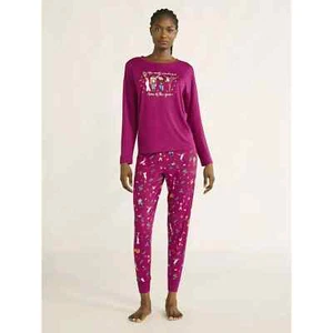 Conjunto de pijama Joyspun para mujer M 8-10 manga larga camiseta y pantalones jogger, 2 piezas, NUEVO - Imagen 1 de 6