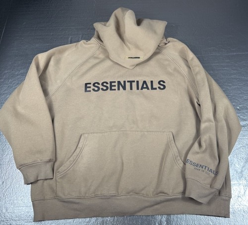 Felpa con cappuccio ESSENTIALS Fear of God marrone beige taglia Large F.O.G. maglione felpa