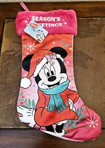 NUEVO Minnie Mouse Disney Navidad Temporada Saludos 17" Rosa Navidad Medias - Imagen 1 de 4