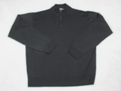 Marbas Sweater Mens Adult Extra Large Black Wool Quarter Zip Preppy Casual - Image 1 of 4