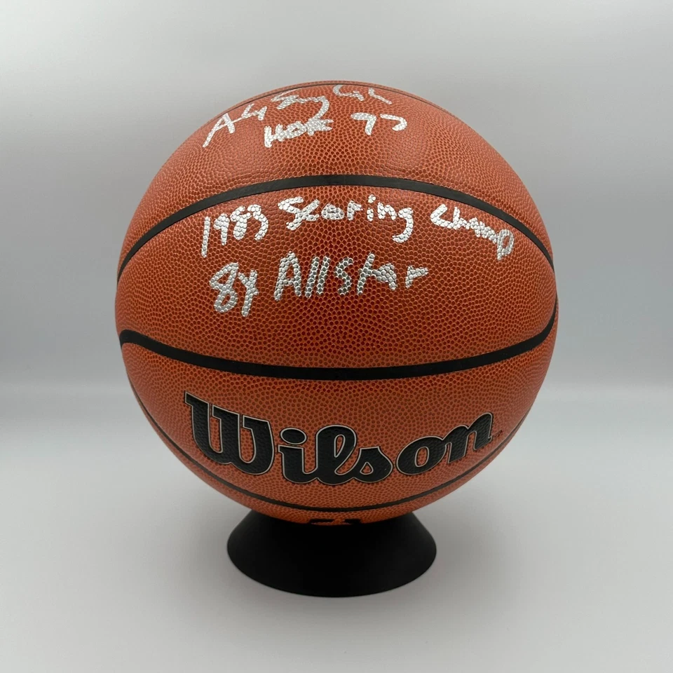 Baloncesto Wilson firmado por Alex en inglés con inscripciones de estadísticas de carrera (Schwartz) Foto 1 de 4