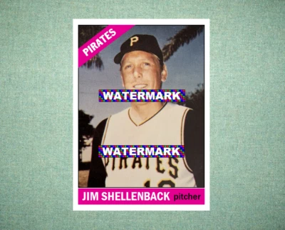 Jim Shellenback Pittsburgh Pirates 1966 Style Custom Baseball Art Card - Image 1 of 2