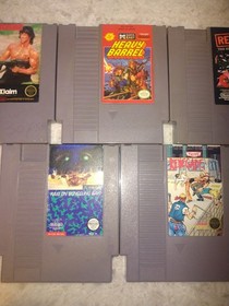 Lot Of 5 NES Games: Bungeling Bay, Heavy Barrell, Renegade, Rescue, Rambo