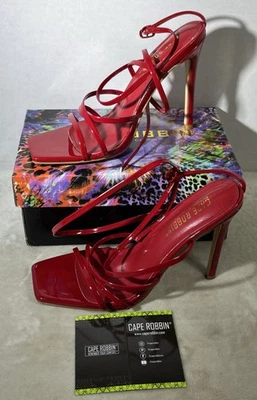 Sandalias de tacón de aguja Cape Robbin Minnie M rojas con tiras para mujer talla 7 FY71911-1 Foto 1 de 4