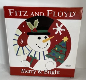 2011 Weihnachten Fitz and Floyd Merry & Bright Canape Schneemann Teller - Bild 1 von 10