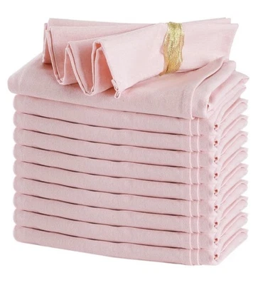 Mixweer Set of 40 Cotton Linen Dinner Napkins Light Pink Bulk 16 x 16 Free Ship - Image 1 of 3